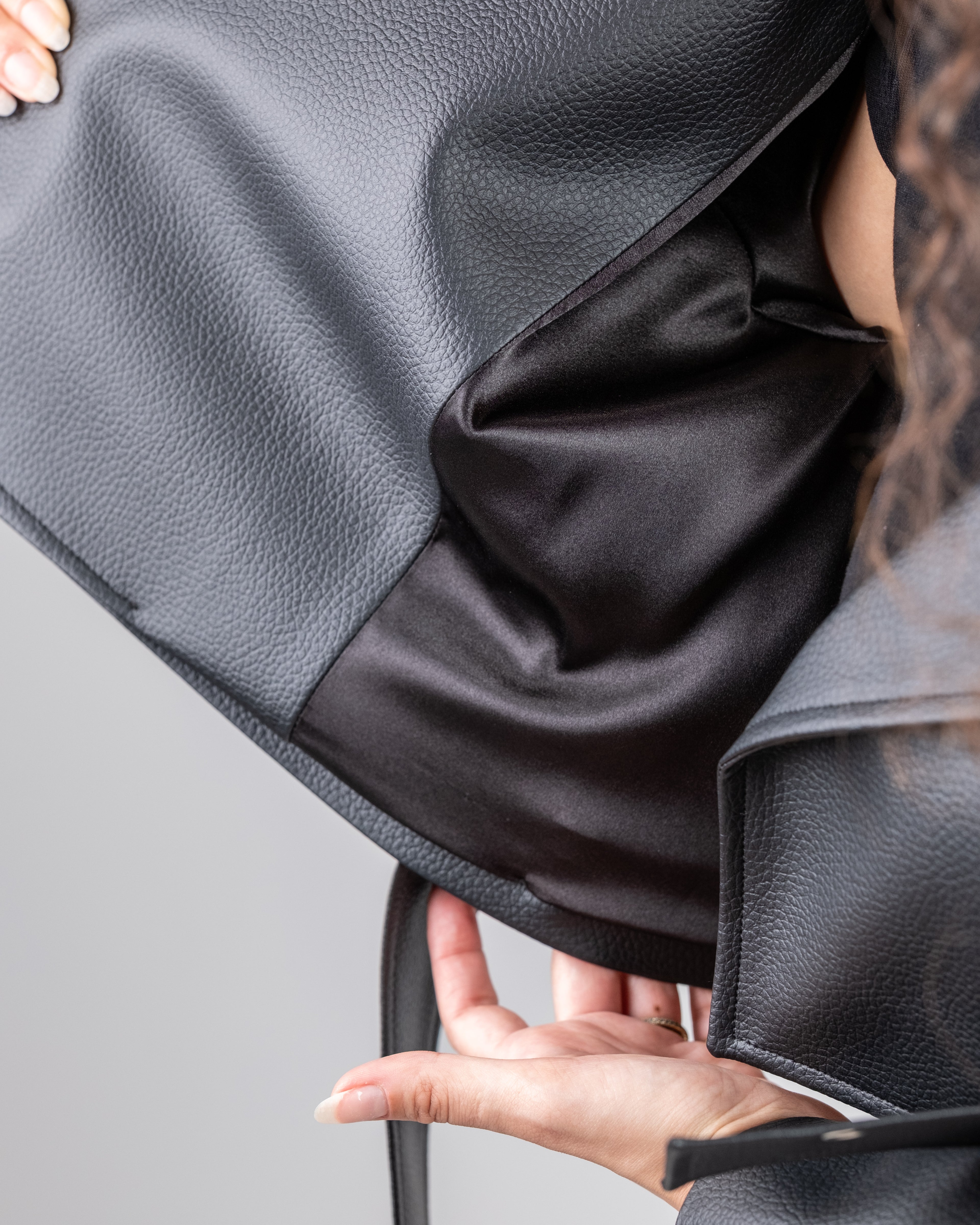 Oversized Cropped Jacket Leather Effect